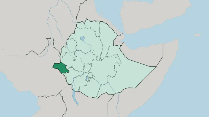 Map of Gambela Region in Ethiopia