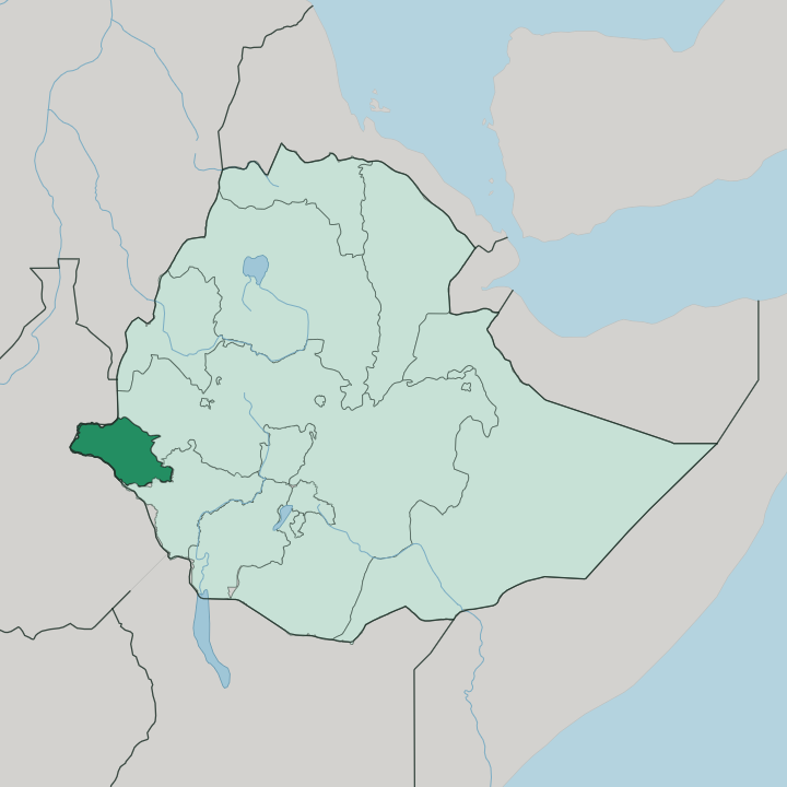 Map showing Gambela Region — In Ethiopia