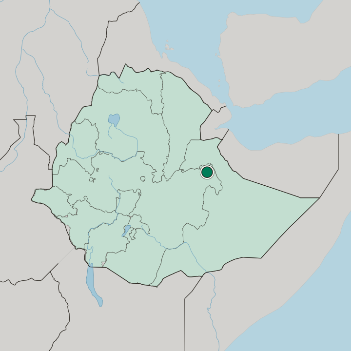 Map showing Harar — In Ethiopia