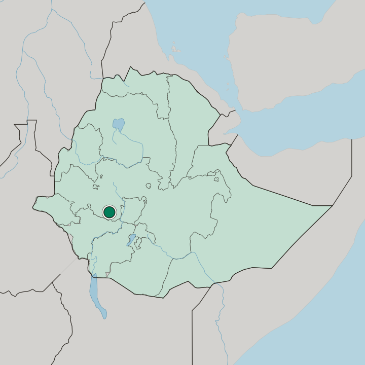 Map showing Jimma — In Ethiopia