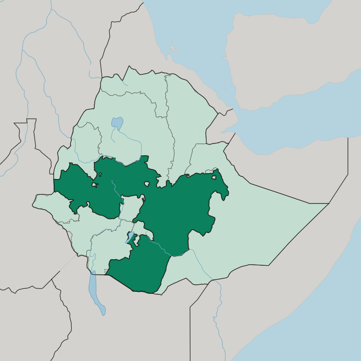 Map showing Oromiya Region — In Ethiopia