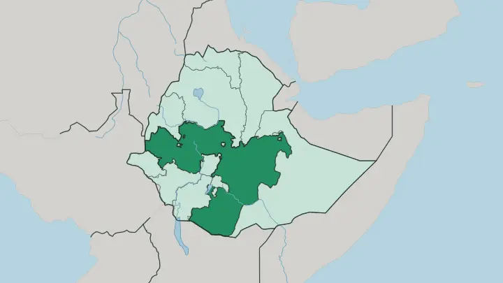 Map of Oromiya Region in Ethiopia