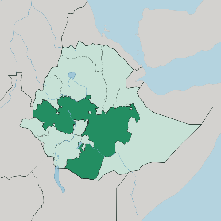 Map showing Oromiya Region — In Ethiopia