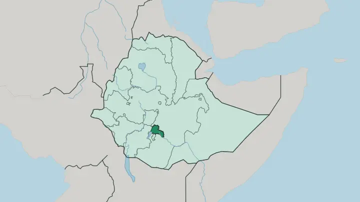 Map of Sidama Region in Ethiopia