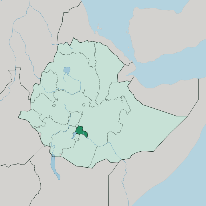 Map showing Sidama Region — In Ethiopia