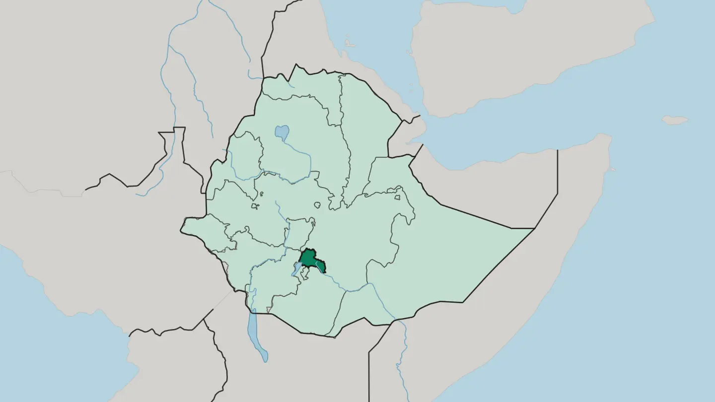 Map of Sidama Region in Ethiopia