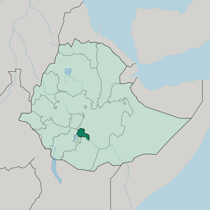 Map showing Sidama Region — In Ethiopia