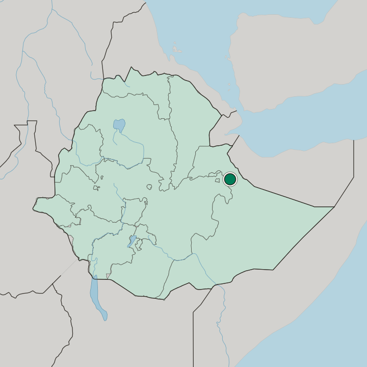 Map showing Jijiga — In Ethiopia