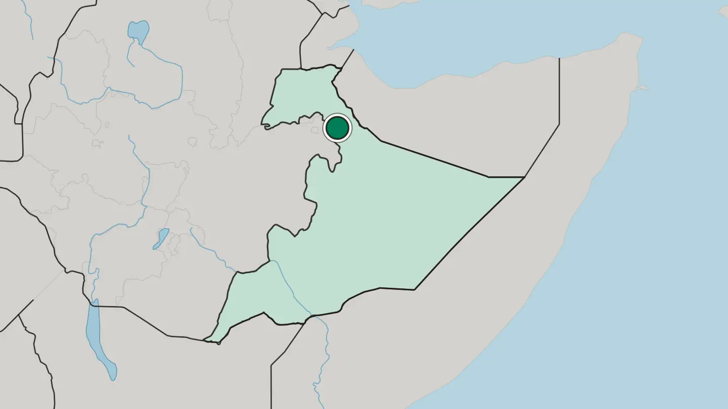 Map of Jijiga in Ethiopia