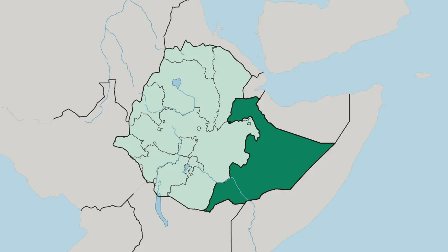 Map of Somali Region in Ethiopia