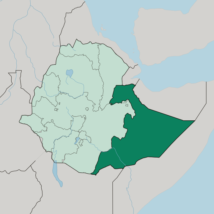 Map showing Somali Region — In Ethiopia
