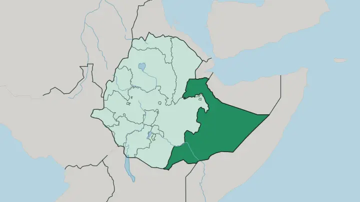 Map of Somali Region in Ethiopia