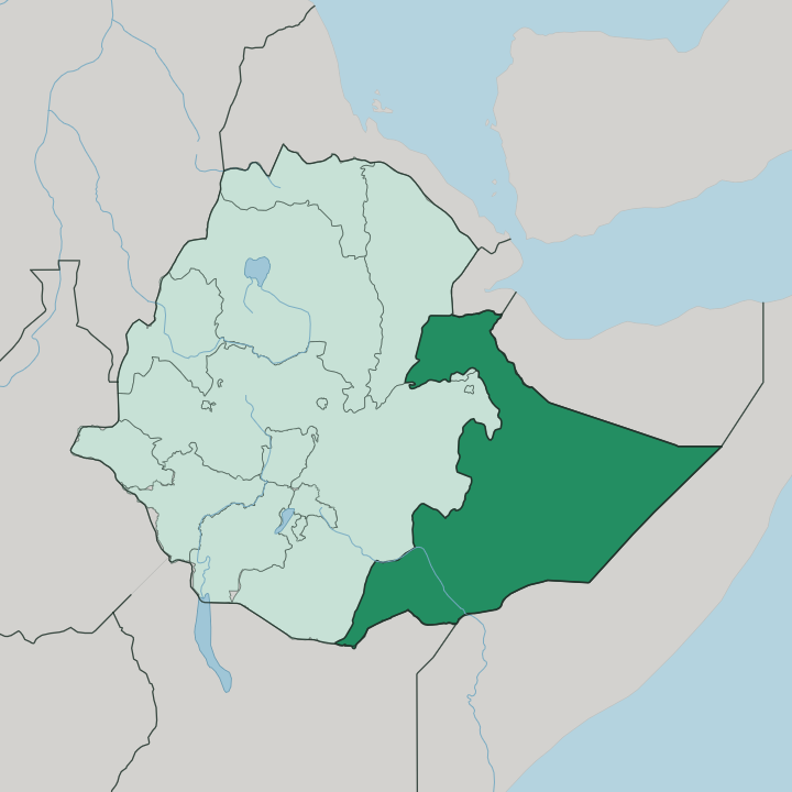 Map showing Somali Region — In Ethiopia