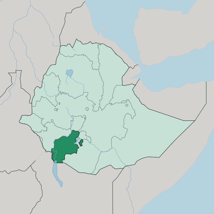 Map showing South Ethiopia Regional State — In Ethiopia