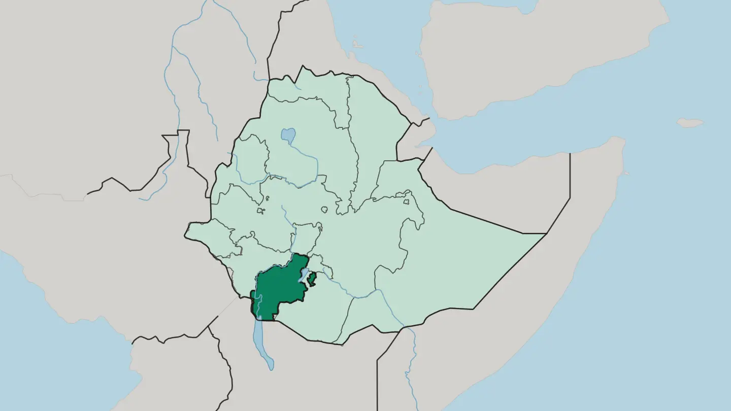 Map of South Ethiopia Regional State in Ethiopia
