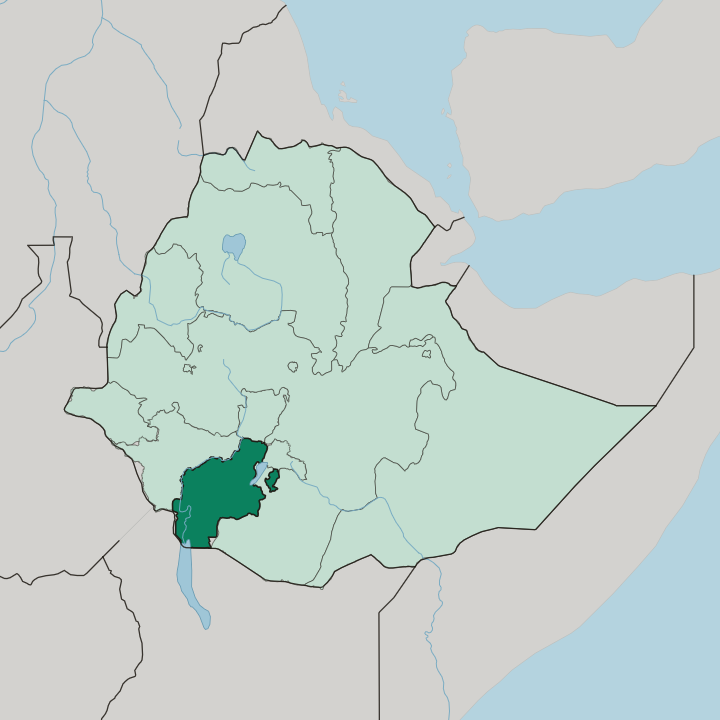 Map showing South Ethiopia Regional State — In Ethiopia