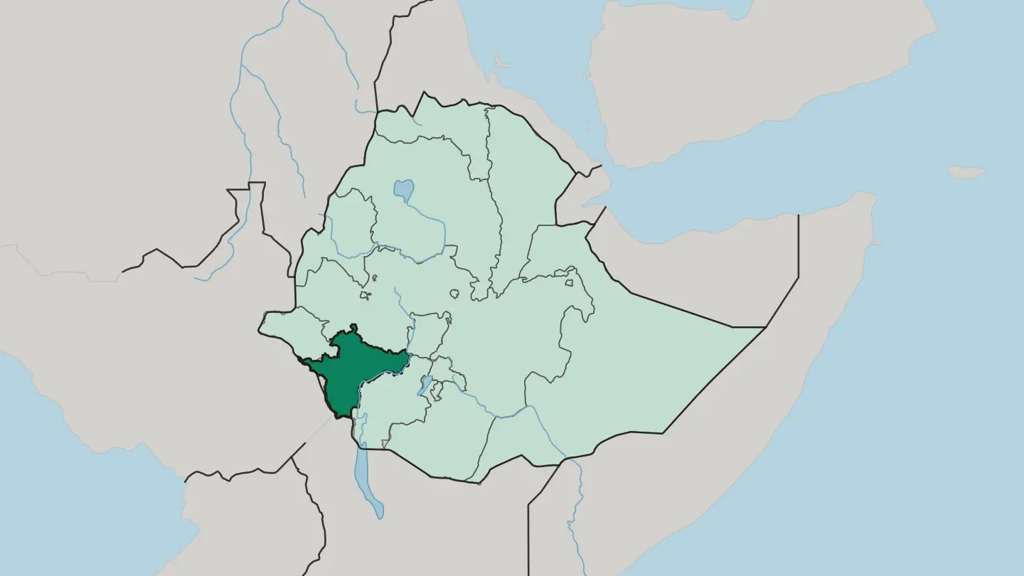 Map of South West Ethiopia Peoples' Region in Ethiopia