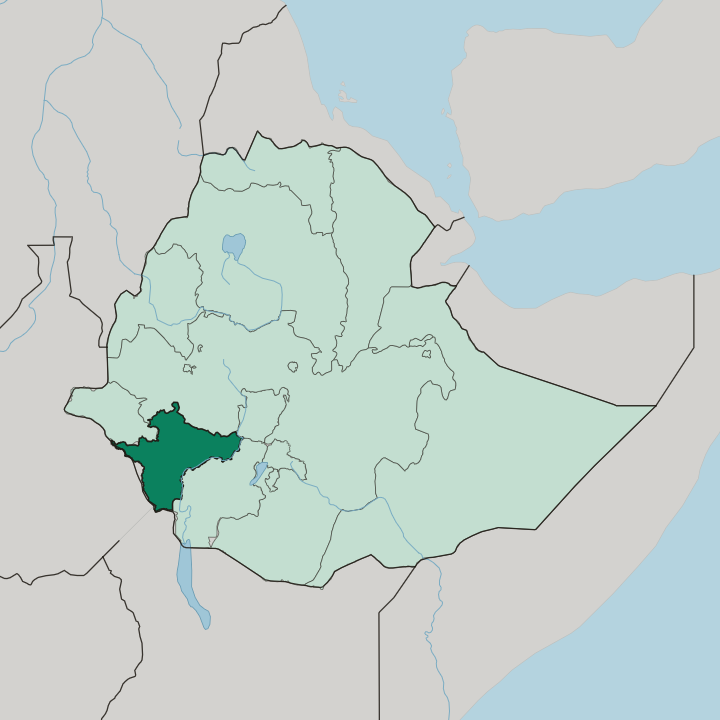 Map showing South West Ethiopia Peoples' Region — In Ethiopia