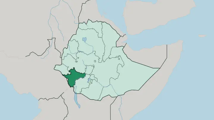 Map of South West Ethiopia Peoples' Region in Ethiopia