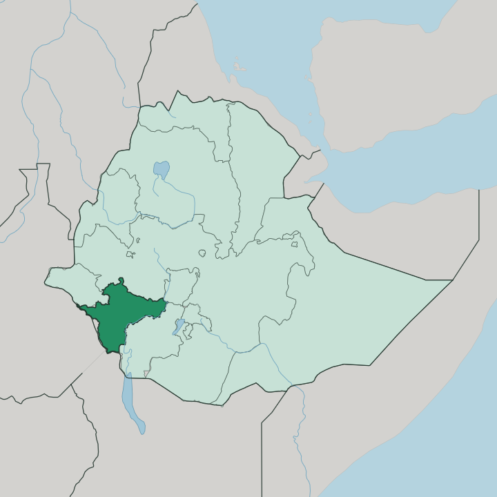 Map showing South West Ethiopia Peoples' Region — In Ethiopia