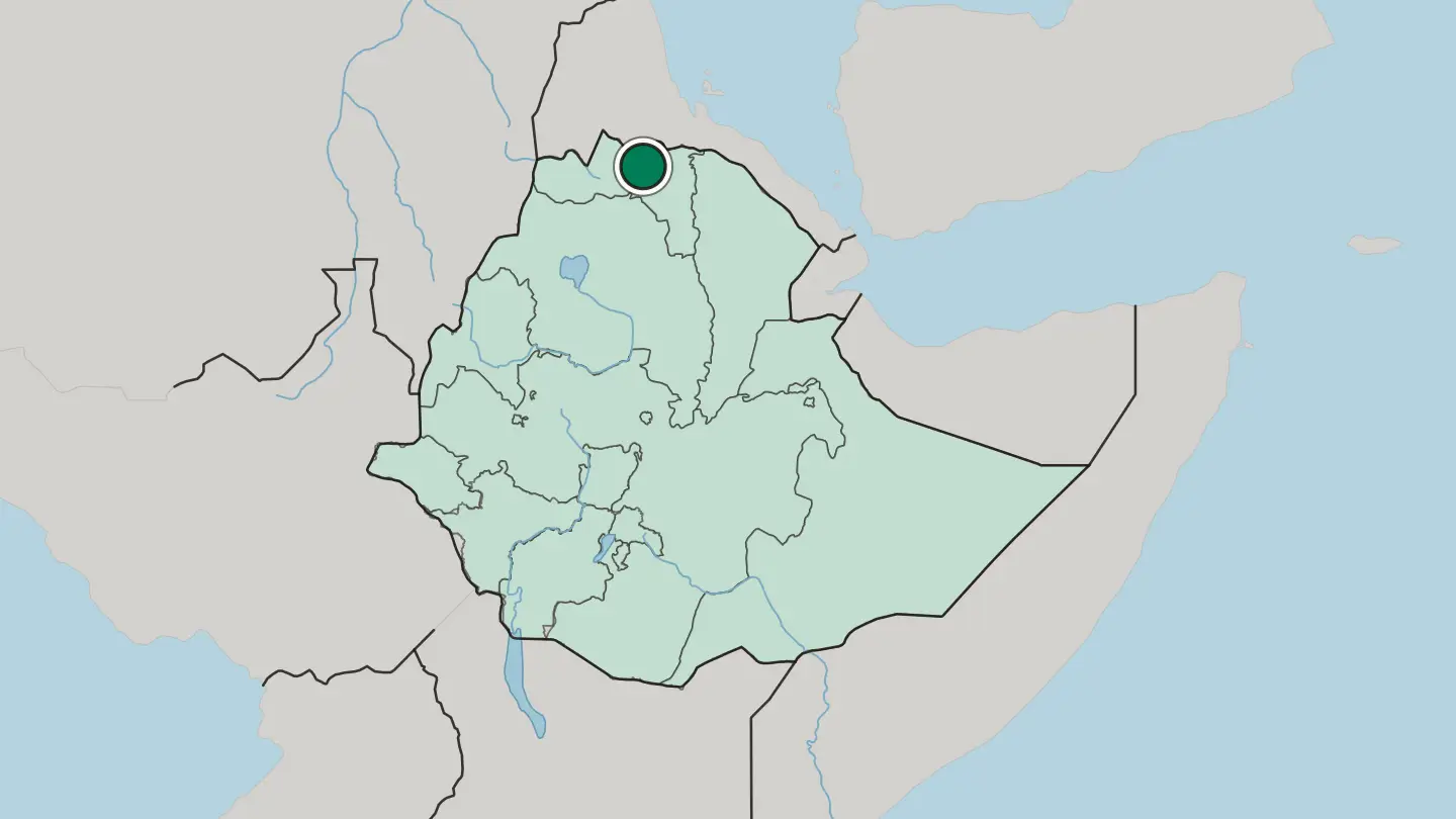Map of Aksum in Ethiopia
