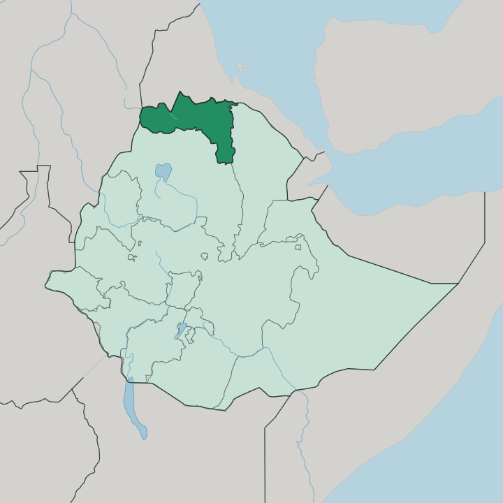 Map showing Tigray Region — In Ethiopia