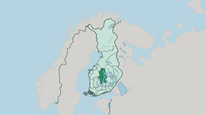 Map of Central Finland in Finland