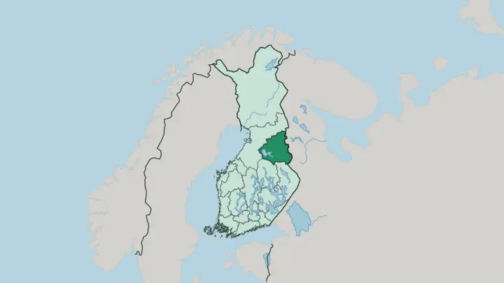 Map of Kainuu in Finland