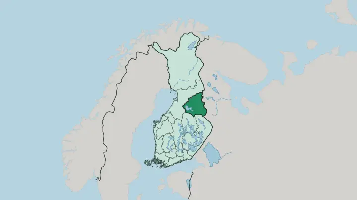 Map of Kainuu in Finland