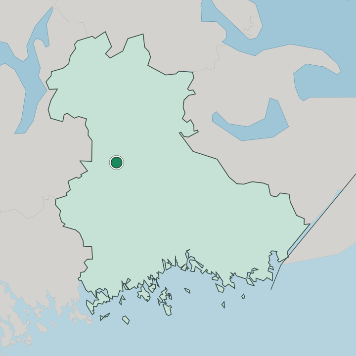 Map showing Kouvola — In Kymenlaakso