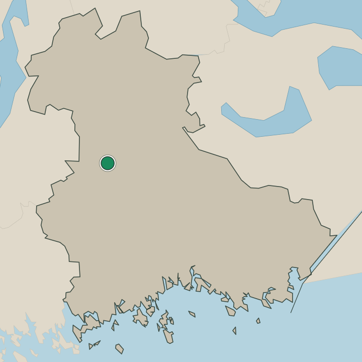 Map showing Kouvola in Kymenlaakso