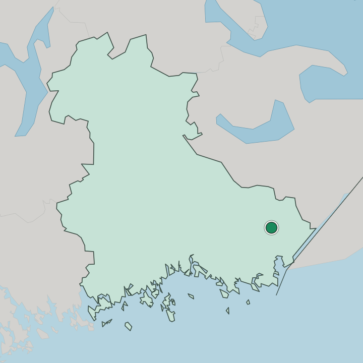 Map showing Miehikkälä — In Kymenlaakso