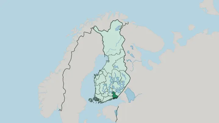Map of Kymenlaakso in Finland