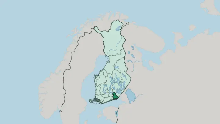 Map of Kymenlaakso in Finland