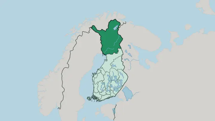 Map of Lapland in Finland