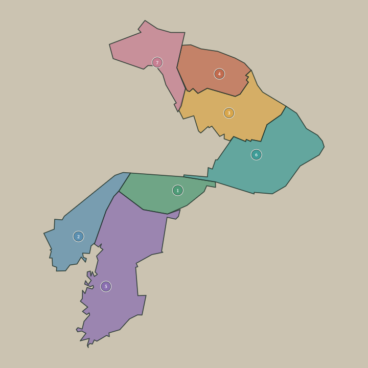 Map of Lahti showing its numbered neighbourhoods