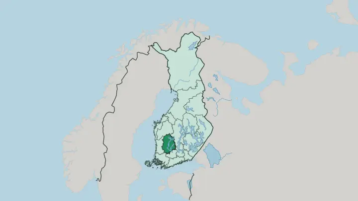 Map of Pirkanmaa in Finland