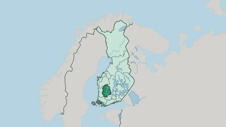Map of Pirkanmaa in Finland