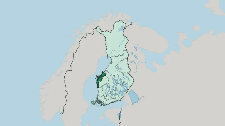 Map of Pohjanmaa in Finland