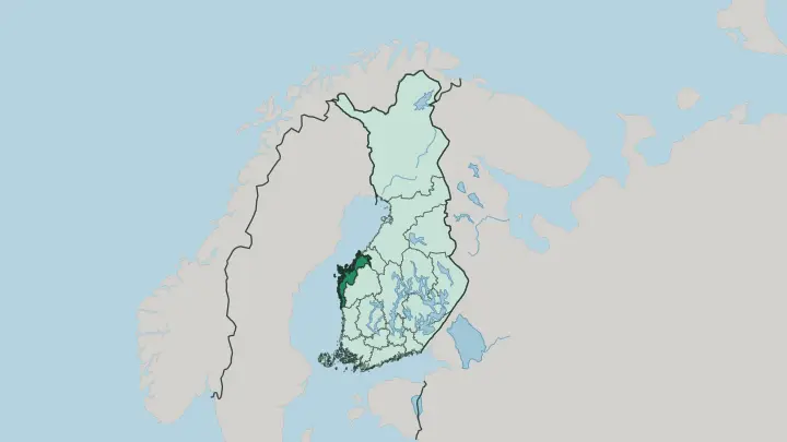 Map of Pohjanmaa in Finland