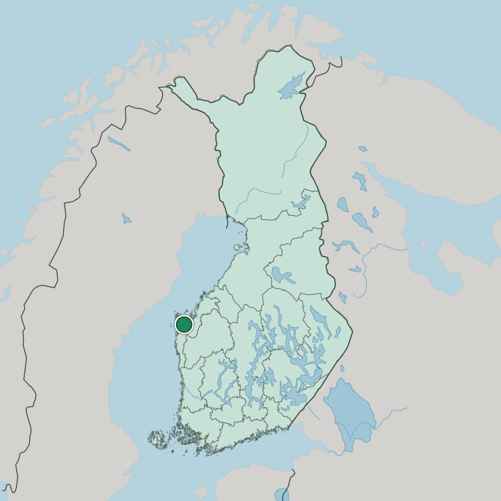 Map showing Vaasa — In Finland