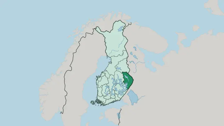 Map of Pohjois-Karjala in Finland