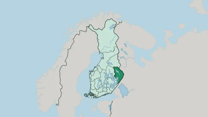 Map of Pohjois-Karjala in Finland
