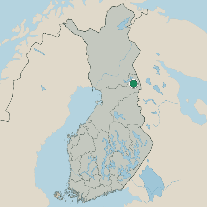 Map showing Kuusamo in Republic of Finland