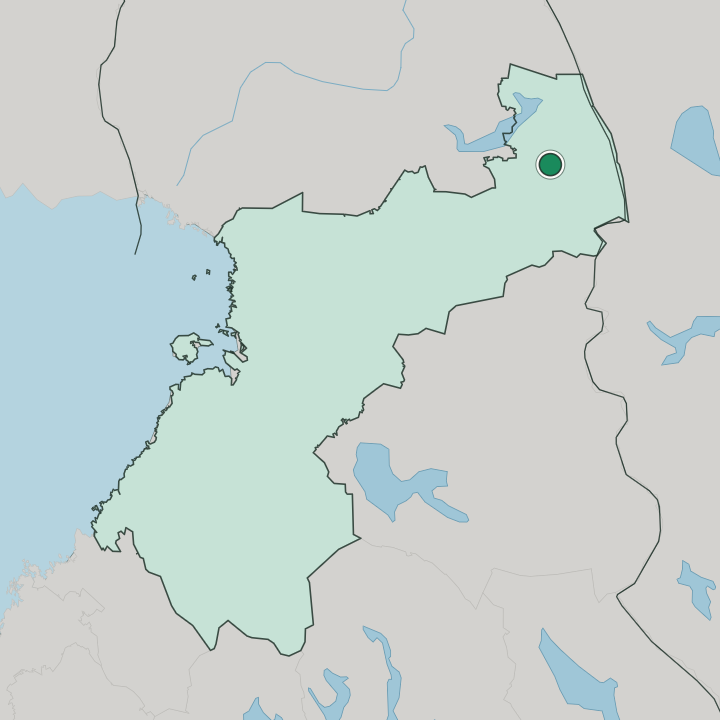 Map showing Kuusamo — In Pohjois-Pohjanmaa