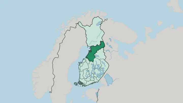 Map of Pohjois-Pohjanmaa in Finland