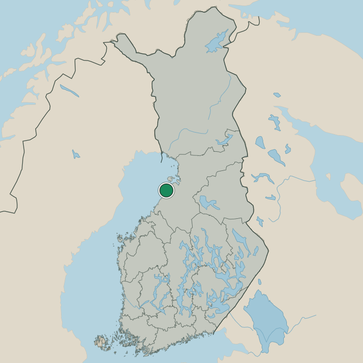 Map showing Raahe in Republic of Finland