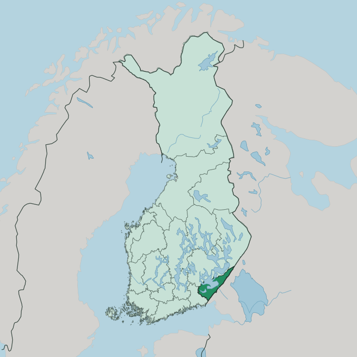 Map showing South Karelia Region — In Finland
