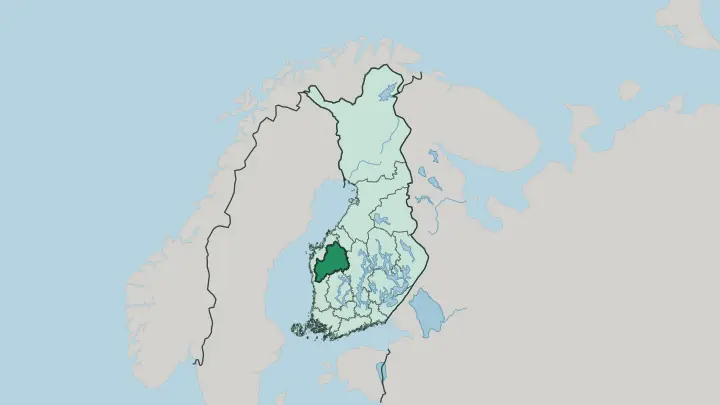 Map of South Ostrobothnia in Finland