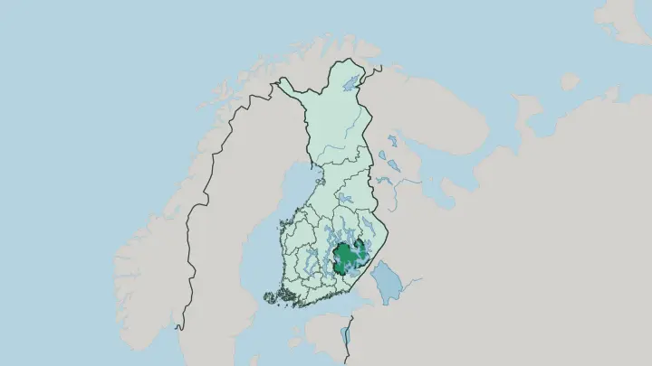 Map of Southern Savonia in Finland